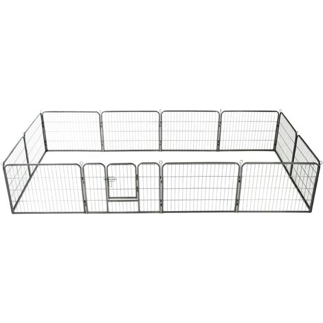 YOUTHUP Hunde-Laufgitter 12 Paneele Stahl 80x60 cm Schwarz - Schwarz