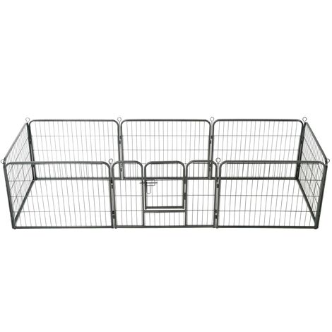 YOUTHUP Hunde-Laufgitter 8 Paneele Stahl 60 x 80 cm Schwarz - Schwarz