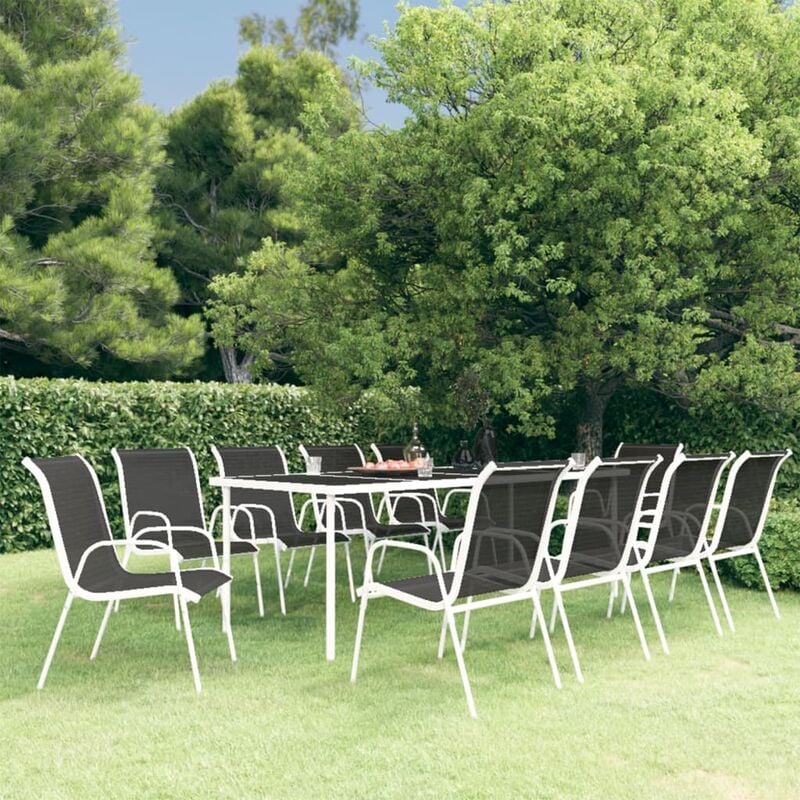 

Juego de comedor de jardín 11 piezas de acero negro - Negro - Youthup