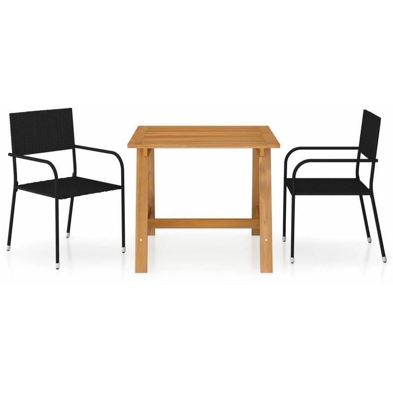 

Juego de comedor de jardín 3 piezas negro - Negro - Youthup