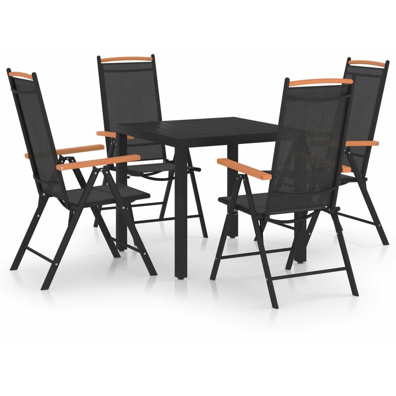 

Juego de comedor de jardín 5 piezas aluminio negro - Negro - Youthup