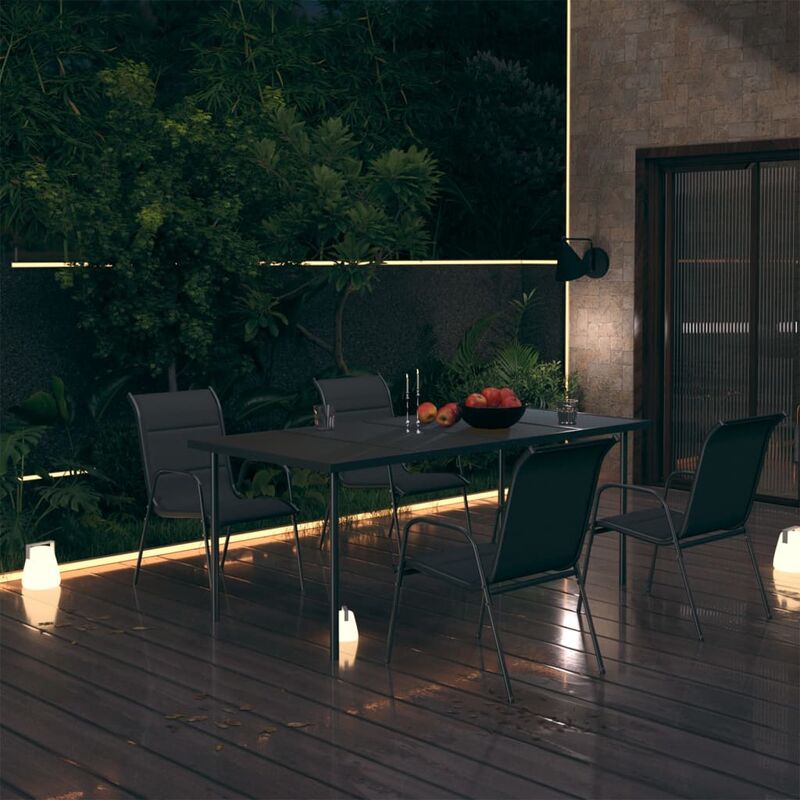 

Juego de comedor de jardín 5 piezas de acero negro - Negro - Youthup