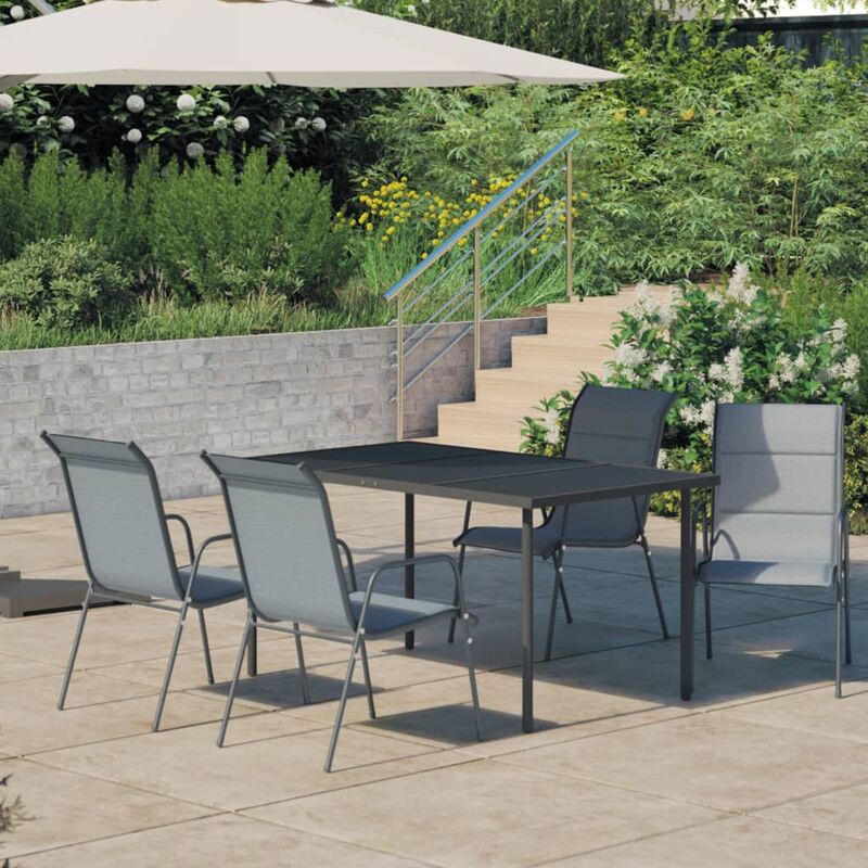

Juego de comedor de jardín 5 piezas de acero negro - Negro - Youthup