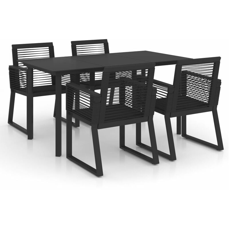 

YOUTHUP Juego de comedor de jardín 5 piezas ratán PVC negro - Negro