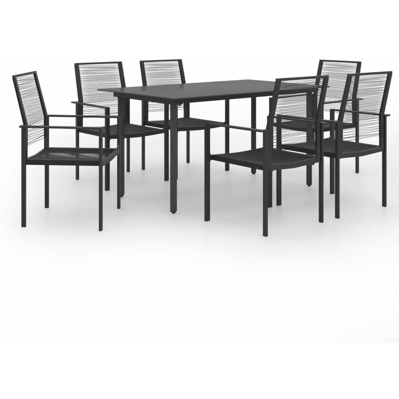 

Juego de comedor de jardín 7 piezas - Negro - Youthup