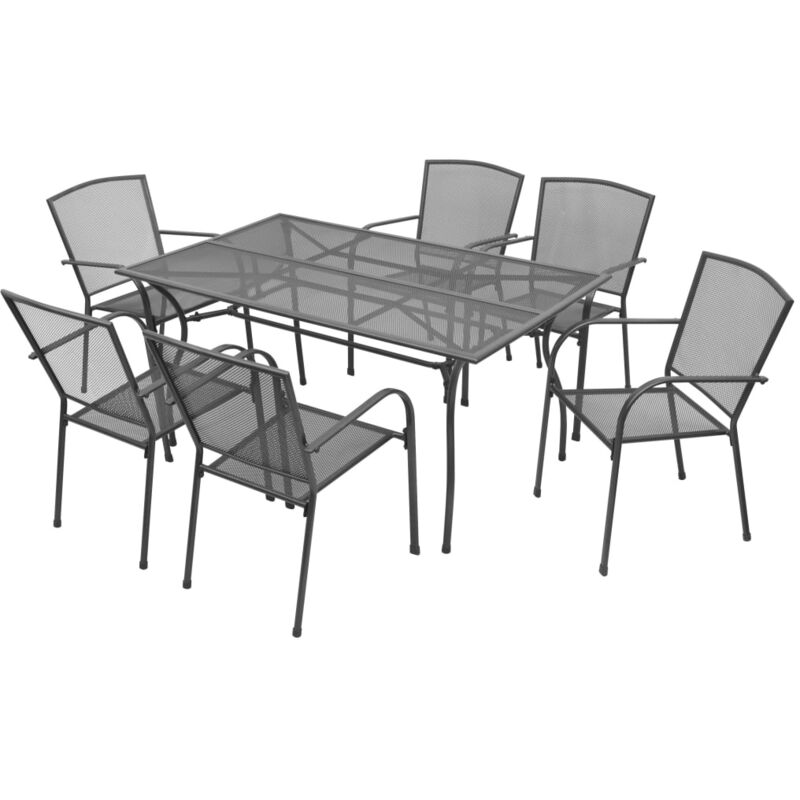 

YOUTHUP Juego de comedor de jardín 7 piezas acero gris antracita - Antracita