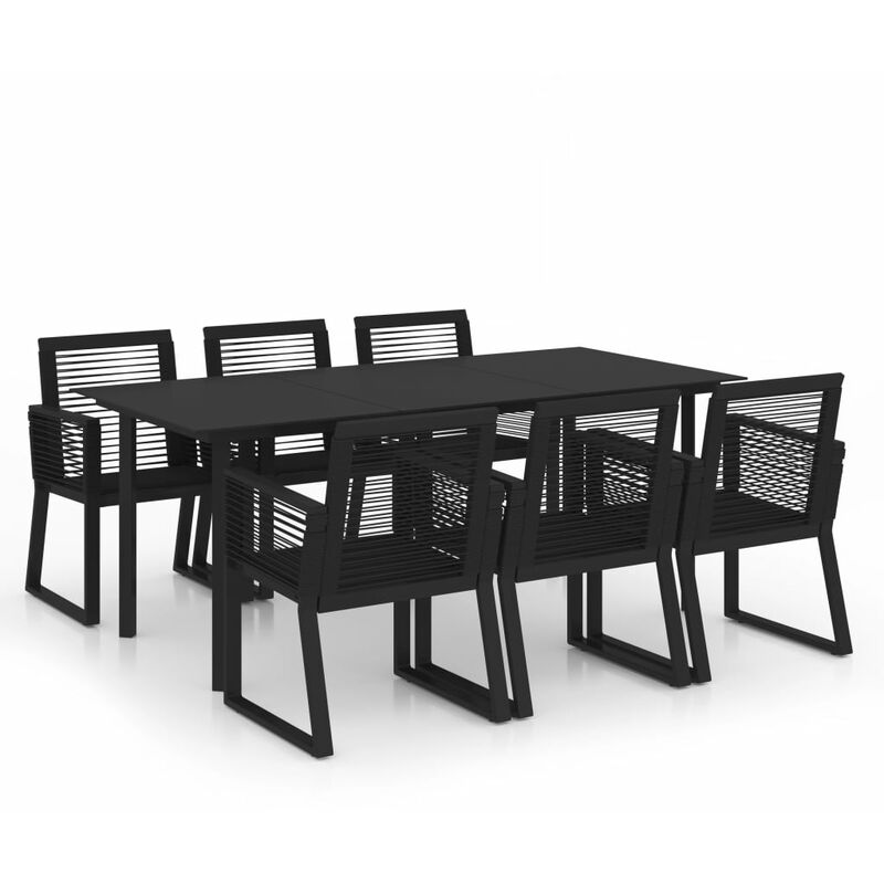 

YOUTHUP Juego de comedor de jardín 7 piezas ratán PVC negro - Negro