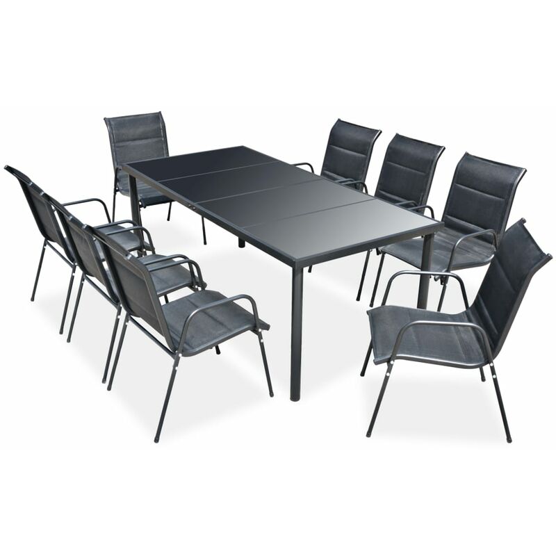 

Juego de comedor de jardín 9 piezas de acero negro - Negro - Youthup
