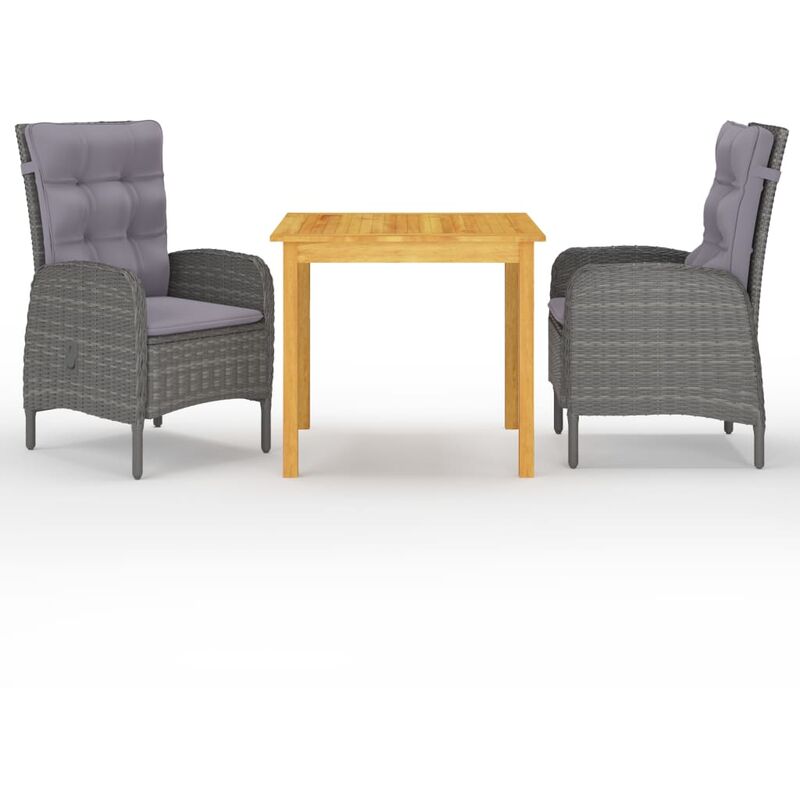

Juego de comedor de jardín de 3 piezas gris - Gris - Youthup