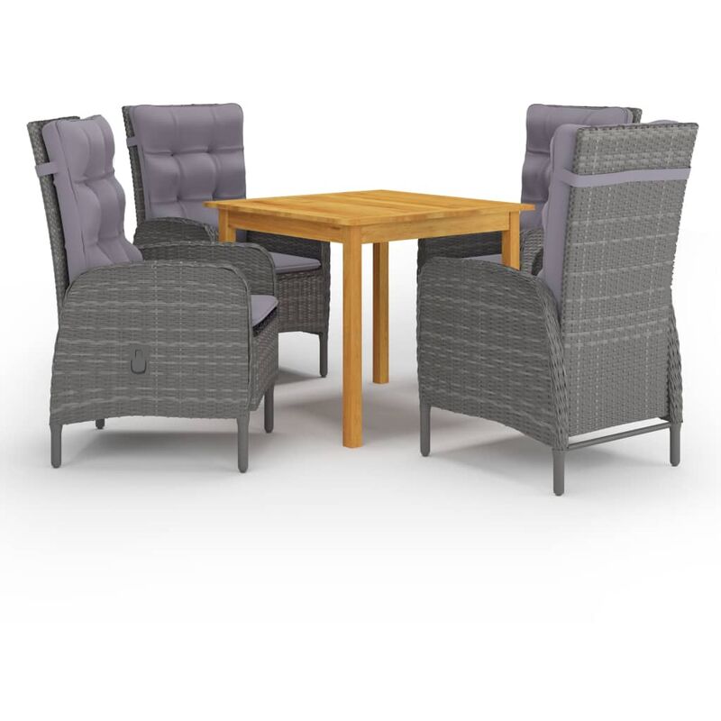 

Juego de comedor de jardín de 5 piezas gris - Gris - Youthup