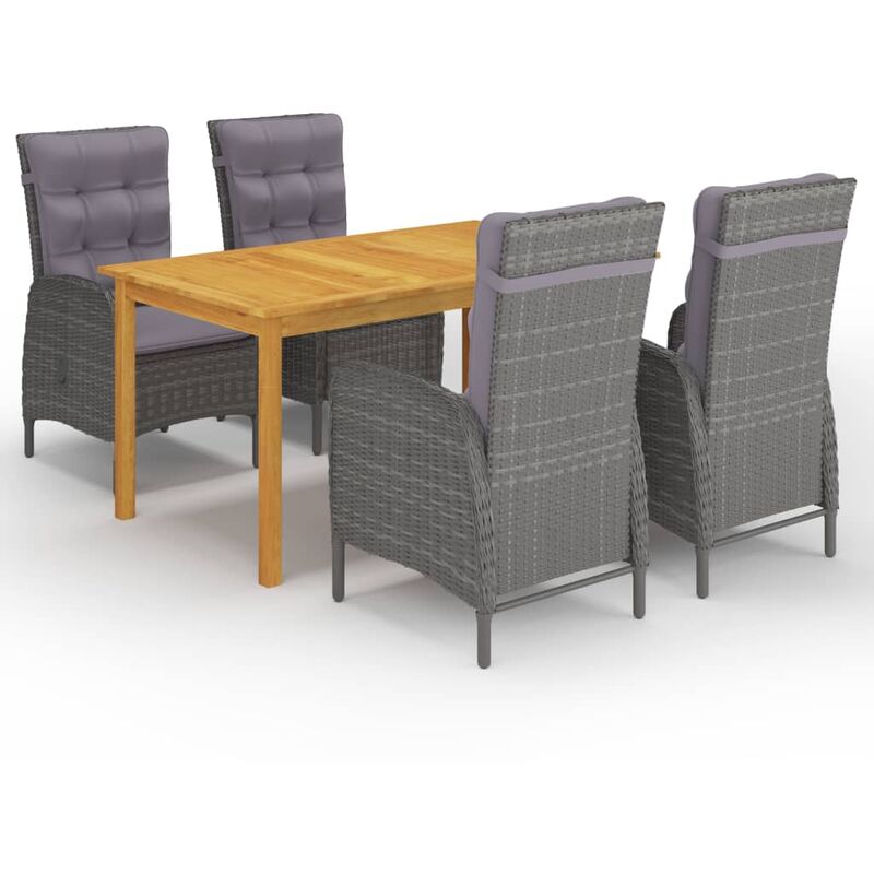 

Juego de comedor de jardín de 5 piezas gris - Gris - Youthup