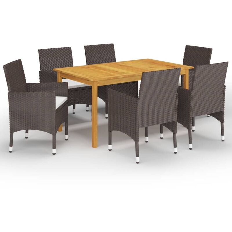 

Juego de comedor de jardín de 7 piezas marrón - Marrón - Youthup