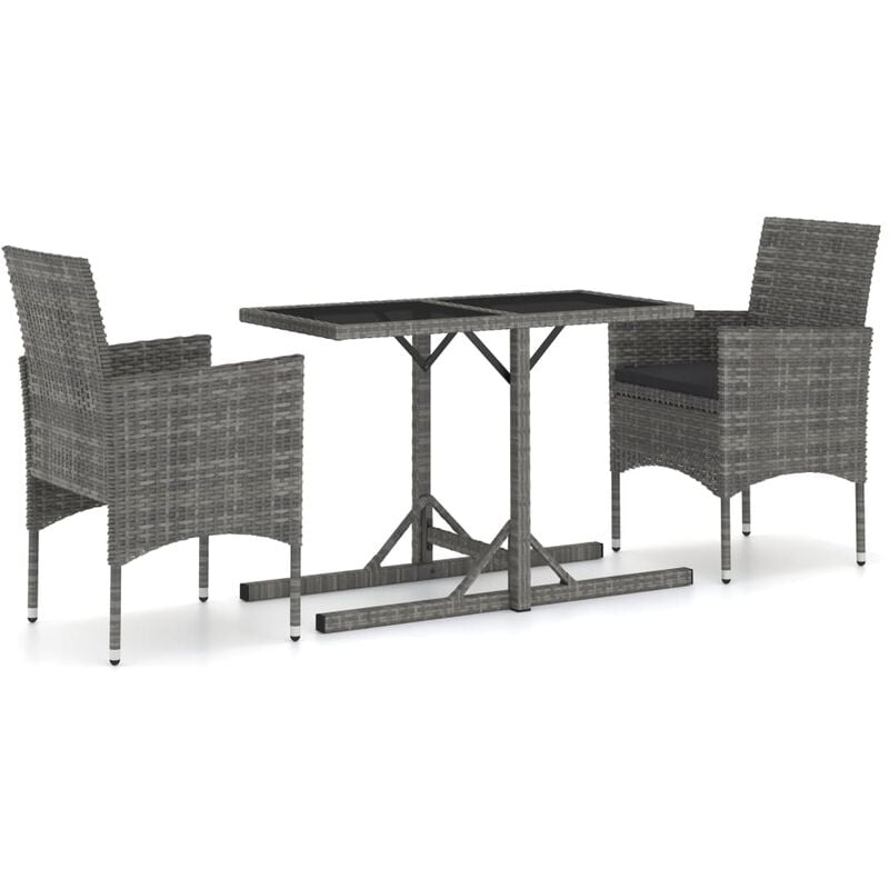 

Juego de comedor para jardín 3 piezas gris - Gris - Youthup