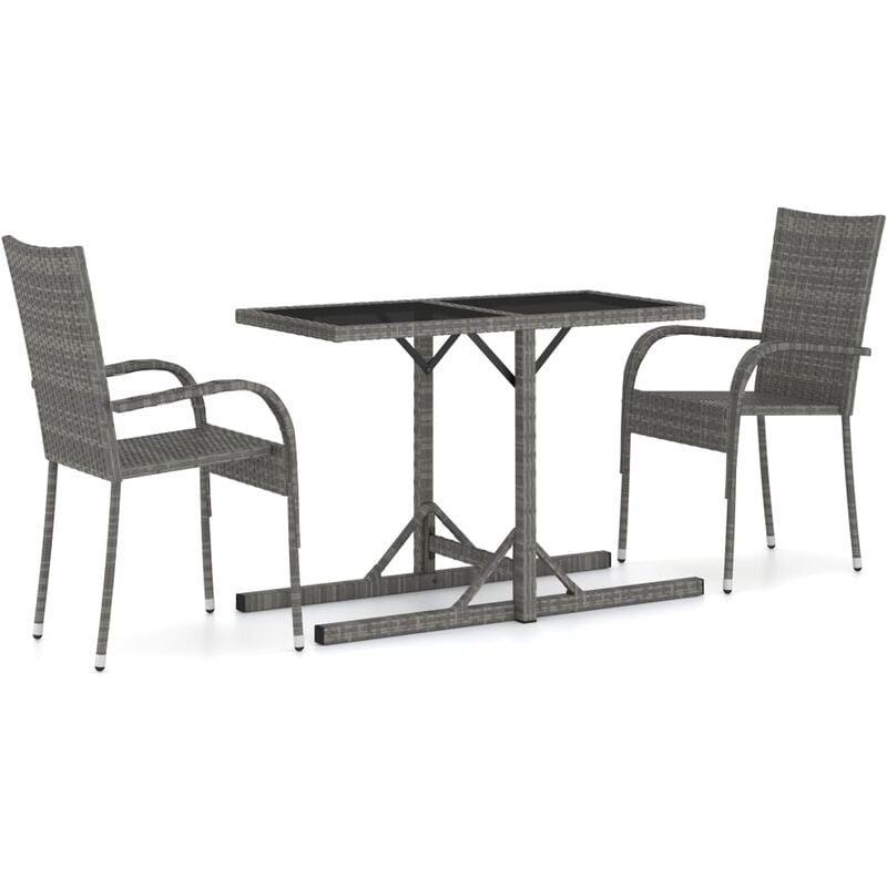 

Juego de comedor para jardín 3 piezas gris - Gris - Youthup