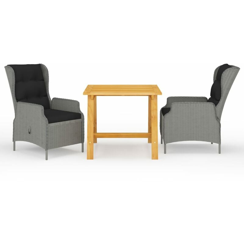 

Juego de comedor para jardín 3 piezas gris claro - Gris - Youthup