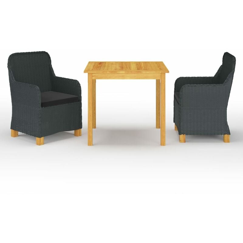 

Juego de comedor para jardín 3 piezas gris oscuro - Gris - Youthup
