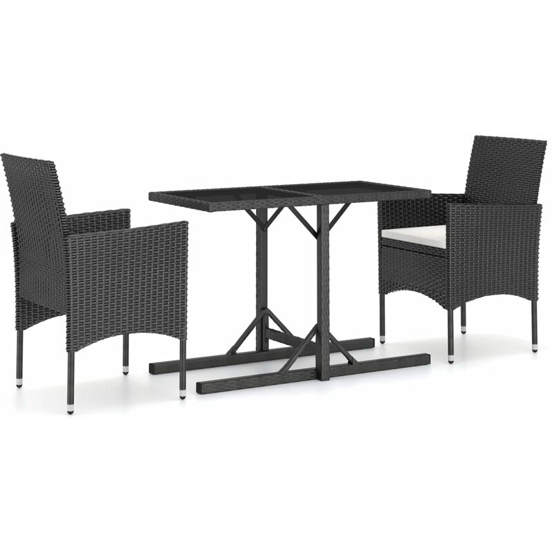 

Juego de comedor para jardín 3 piezas negro - Negro - Youthup