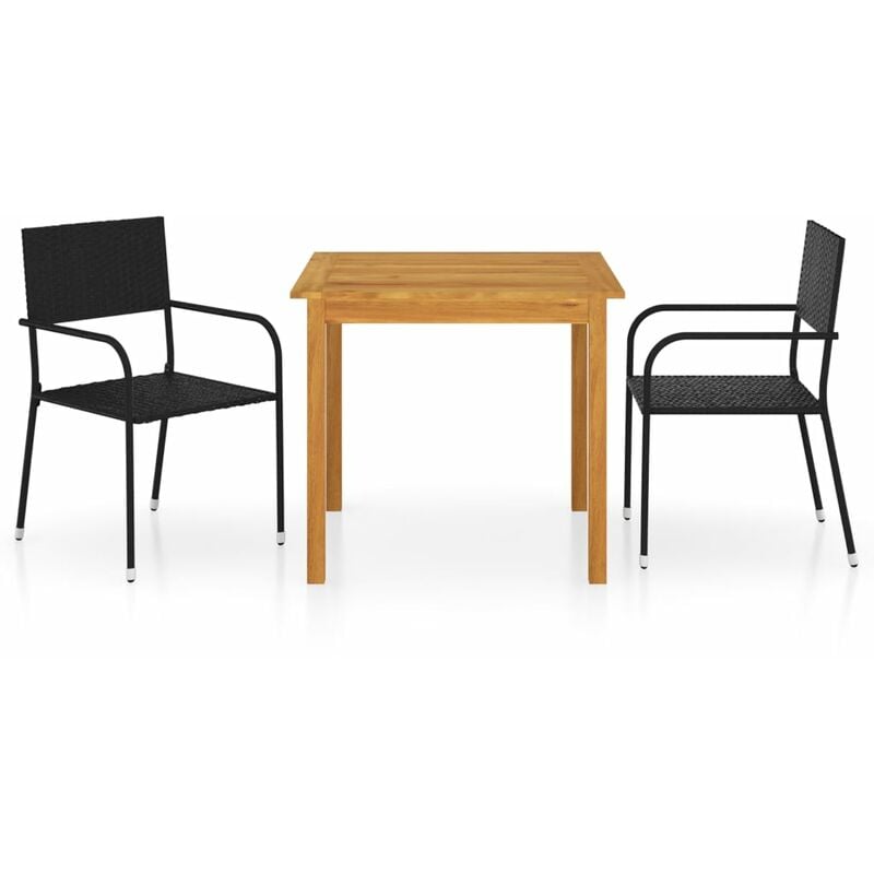 

Juego de comedor para jardín 3 piezas negro - Negro - Youthup