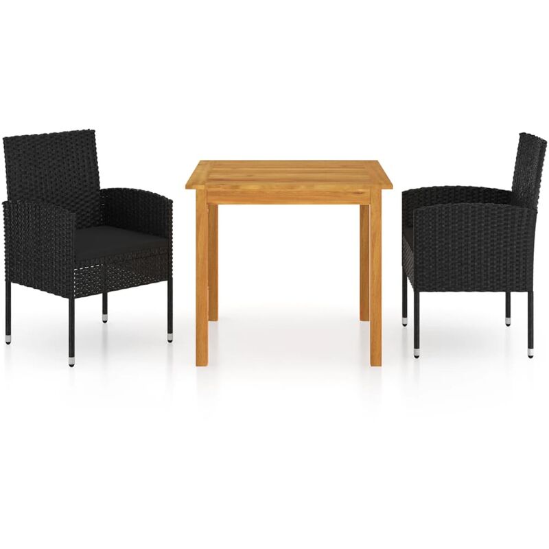 

Juego de comedor para jardín 3 piezas negro - Negro - Youthup