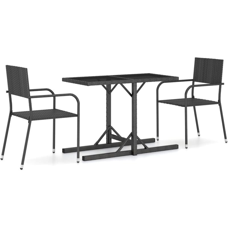 

Juego de comedor para jardín 3 piezas negro - Negro - Youthup