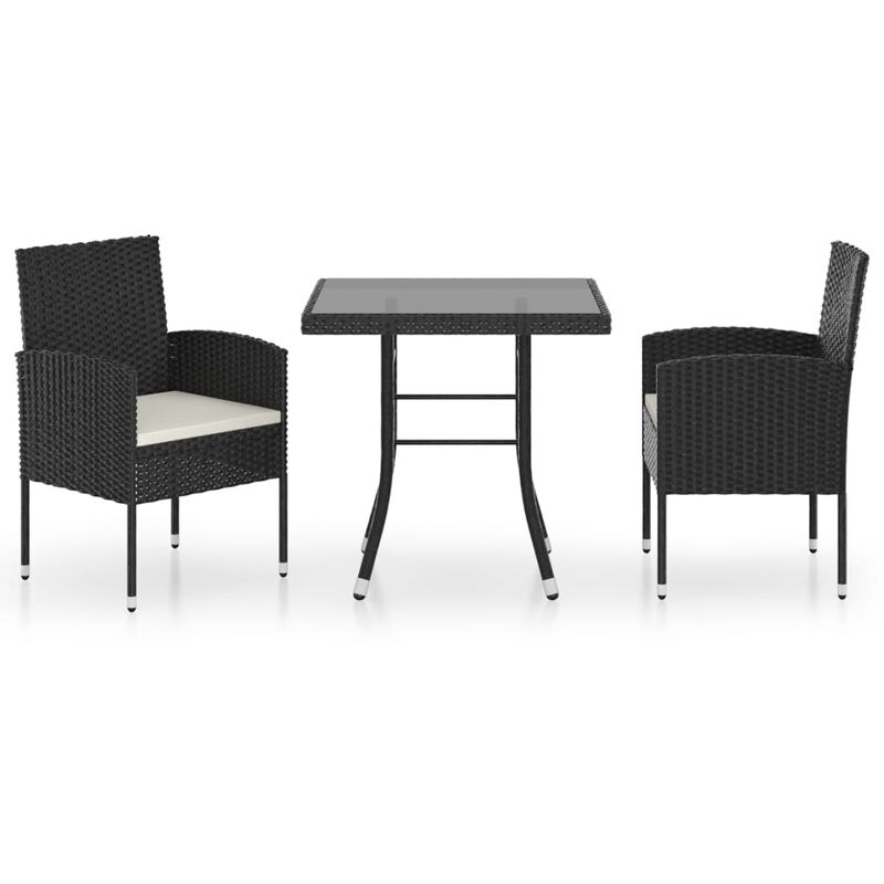 

Juego de comedor para jardín 3 piezas ratán sintético negro - Negro - Youthup