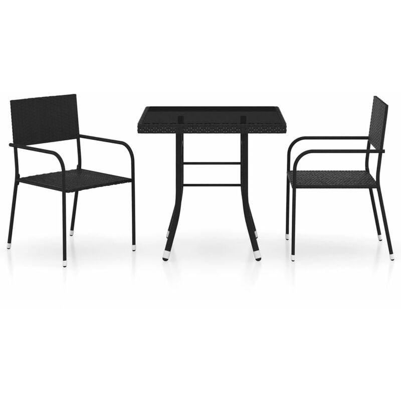 

Juego de comedor para jardín 3 piezas ratán sintético negro - Youthup