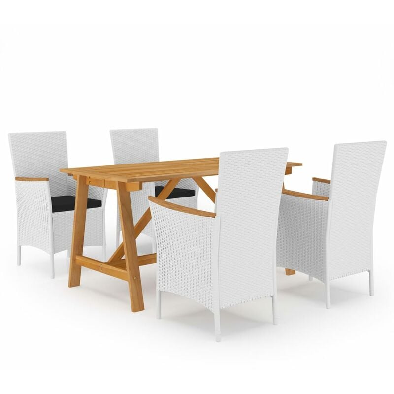 

Juego de comedor para jardín 5 piezas - Blanco - Youthup