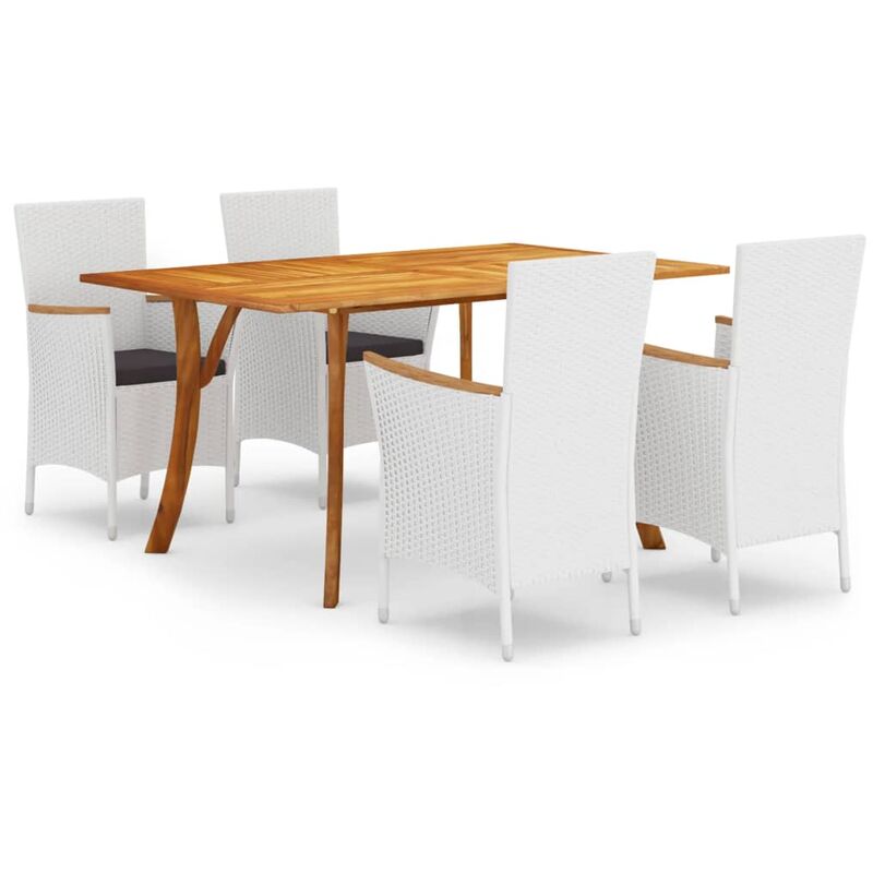 

Juego de comedor para jardín 5 piezas blanco - Blanco - Youthup