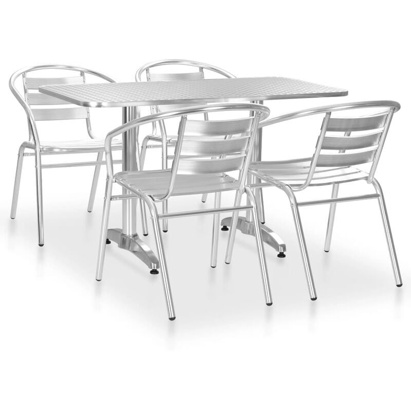 

Juego de comedor para jardín 5 piezas de aluminio plateado - Plateado - Youthup