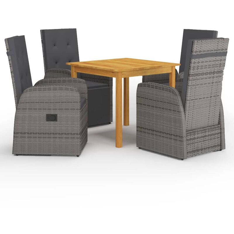 

Juego de comedor para jardín 5 piezas gris - Gris - Youthup