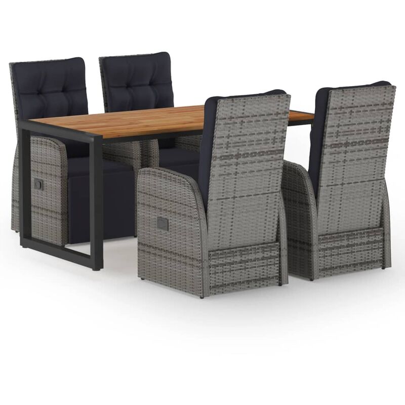

YOUTHUP Juego de comedor para jardín 5 piezas gris - Gris
