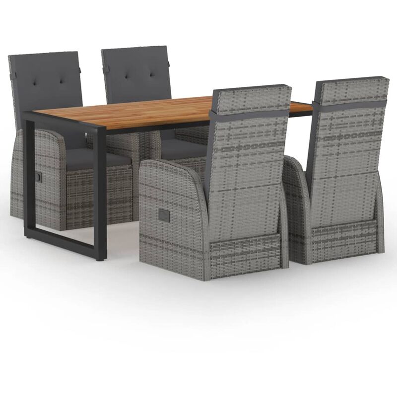

Juego de comedor para jardín 5 piezas gris - Gris - Youthup