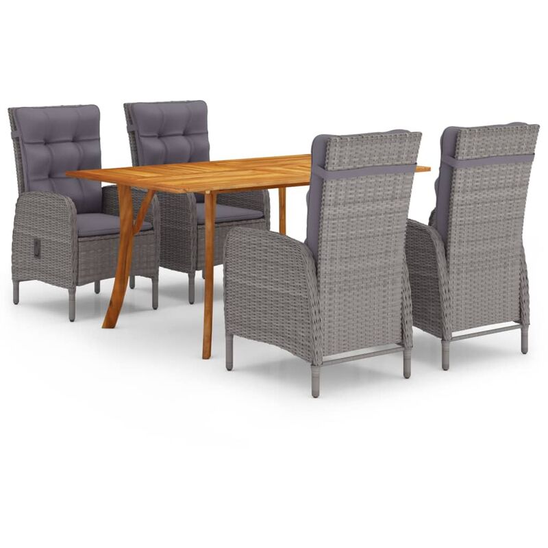 

Juego de comedor para jardín 5 piezas gris - Gris - Youthup