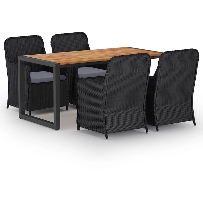 

Juego de comedor para jardín 5 piezas negro - Negro - Youthup