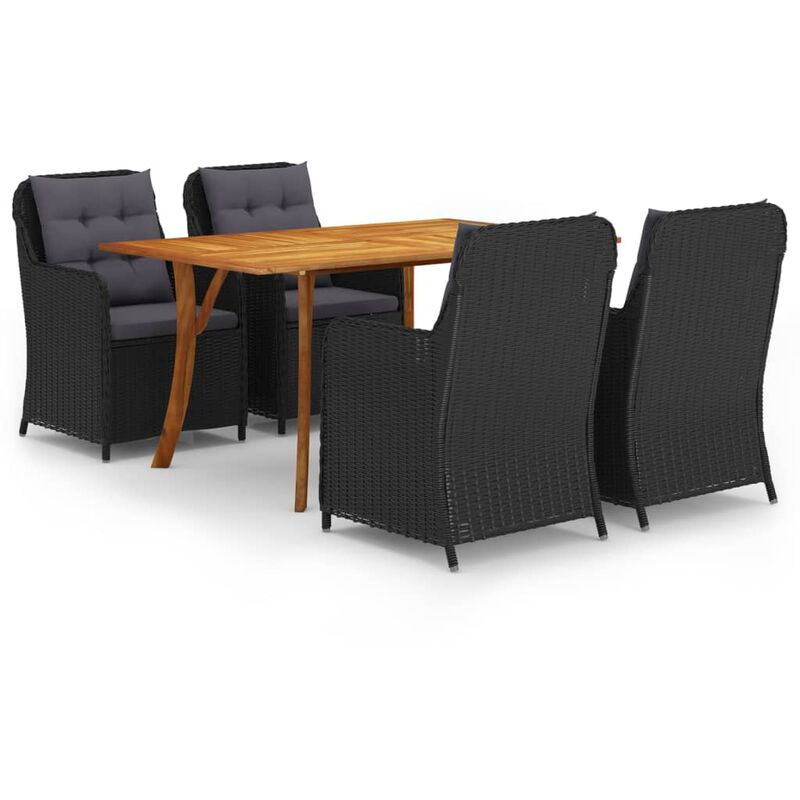 

Juego de comedor para jardín 5 piezas negro - Negro - Youthup