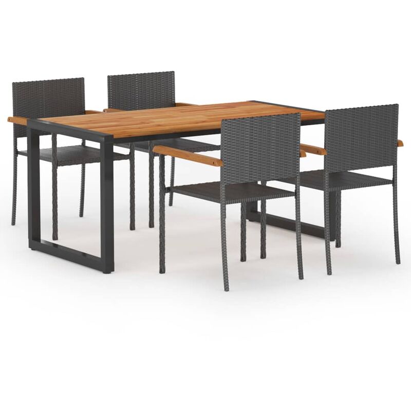 

Juego de comedor para jardín 5 piezas negro - Negro - Youthup