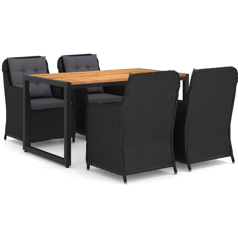 

Juego de comedor para jardín 5 piezas negro - Negro - Youthup