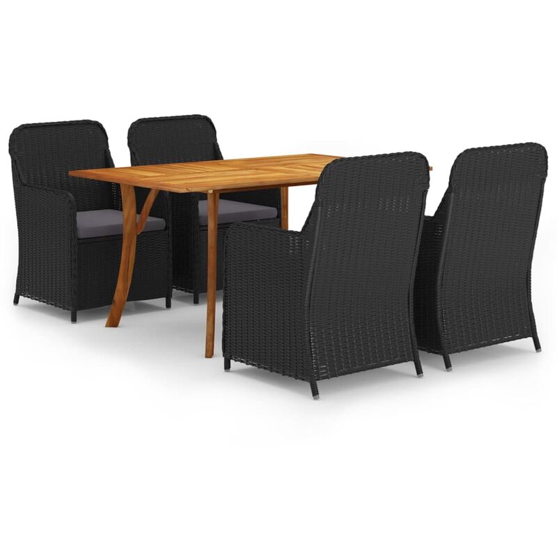 

Juego de comedor para jardín 5 piezas negro - Negro - Youthup