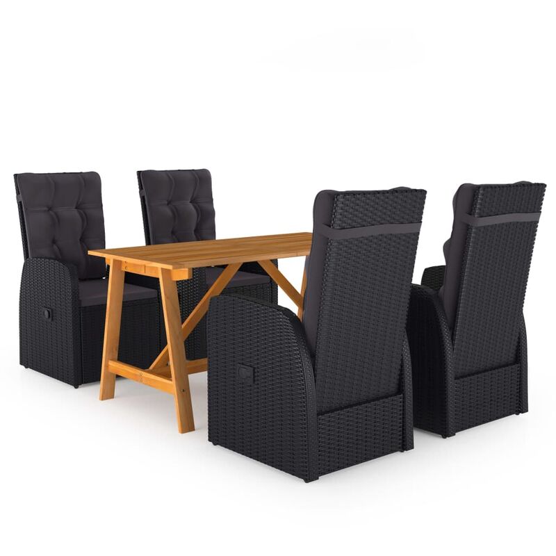 

Juego de comedor para jardín 5 piezas negro - Negro - Youthup