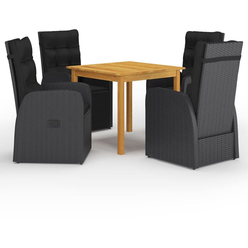 

Juego de comedor para jardín 5 piezas negro - Negro - Youthup