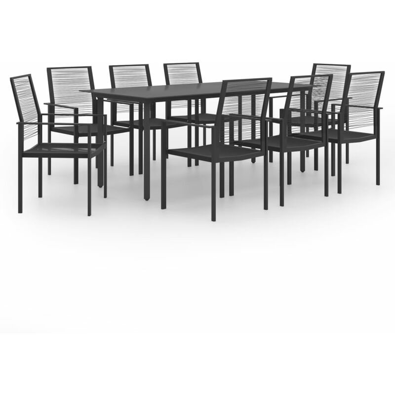 

Juego de comedor para jardín 9 piezas - Negro - Youthup
