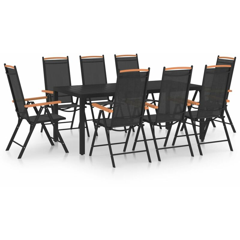 

Juego de comedor para jardín 9 piezas aluminio negro - Negro - Youthup