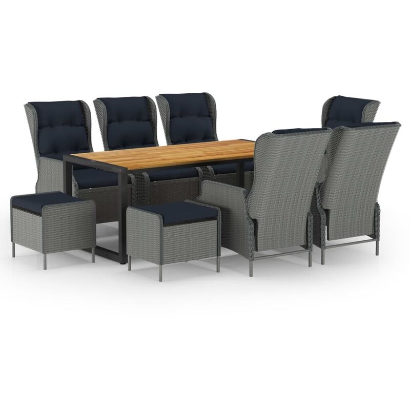 

Juego de comedor para jardín 9 piezas gris claro - Gris - Youthup