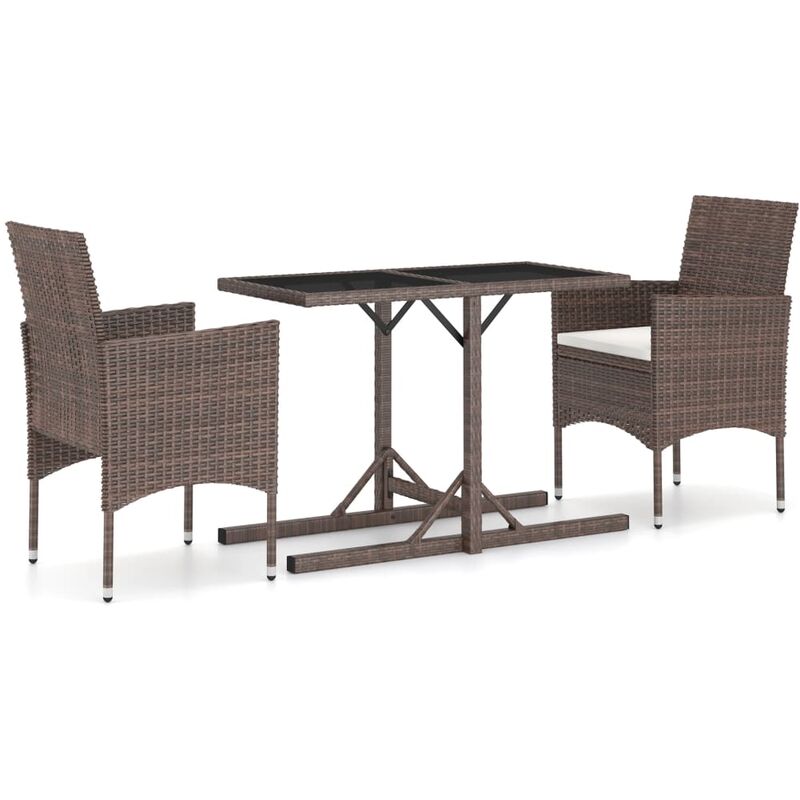 

Juego de comedor para jardín de 3 piezas marrón - Marrón - Youthup