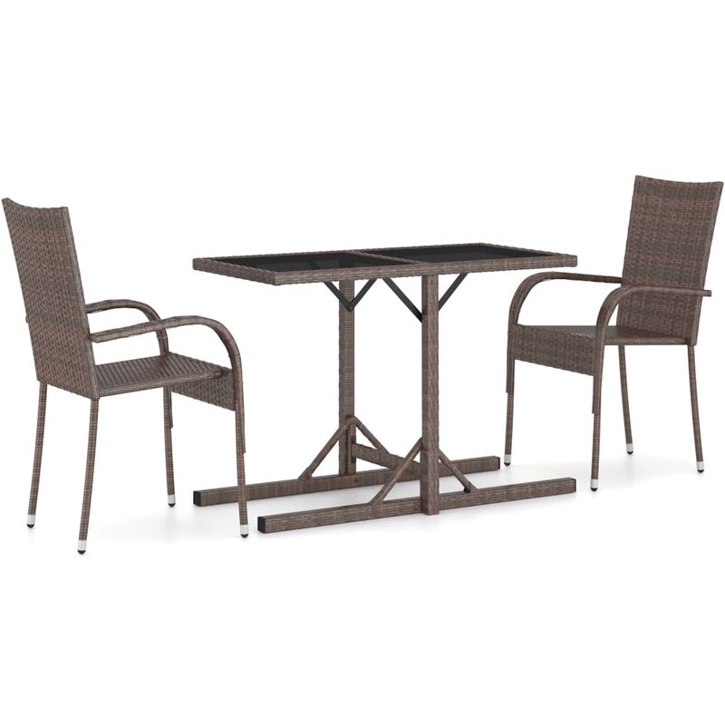 

YOUTHUP Juego de comedor para jardín de 3 piezas marrón - Marrón