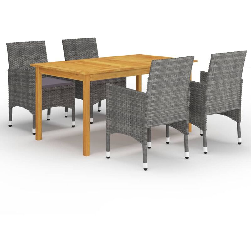 

Juego de comedor para jardín de 5 piezas gris - Gris - Youthup