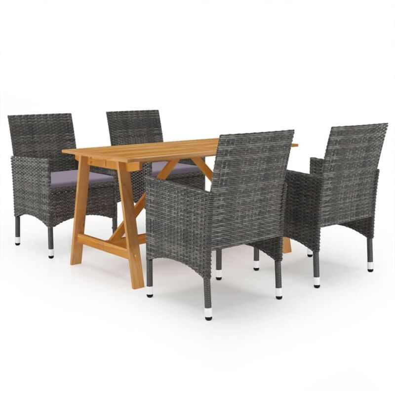 

Juego de comedor para jardín de 5 piezas gris - Gris - Youthup