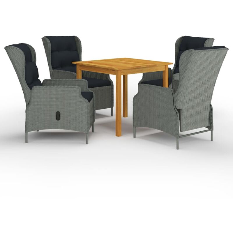

Juego de comedor para jardín de 5 piezas gris claro - Gris - Youthup