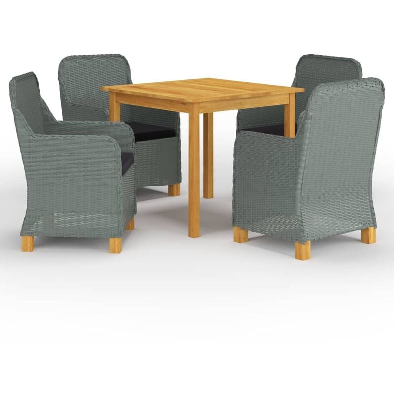 

Juego de comedor para jardín de 5 piezas gris claro - Gris - Youthup
