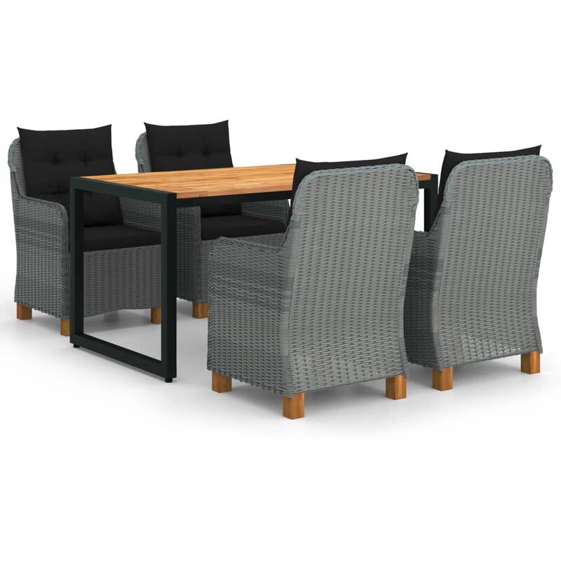 

Juego de comedor para jardín de 5 piezas gris claro - Gris - Youthup